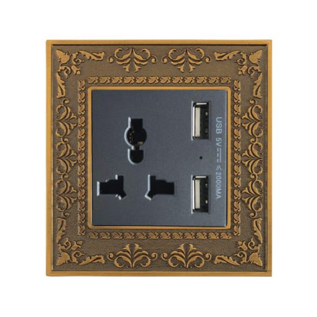 Ổ cắm đa năng kèm USB ABE PLACE P1C-USB màu xám chì