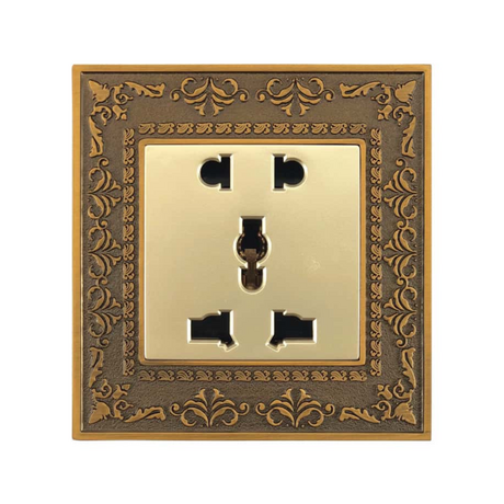 Ổ cắm đôi 3 chấu ABE LACE L1V-D3C màu vàng