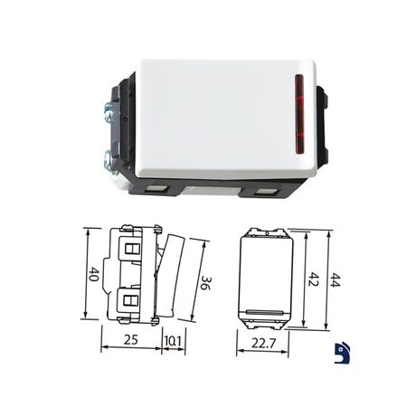 2-contact D switch with indicator light 250VAC - 20A Panasonic WEVH5033-7MYZ metallic gold