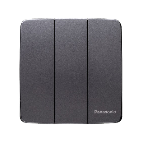 Set of 3 1-way quick-plug C switches 250V-16A Panasonic WMT506MYH-VN metallic gray