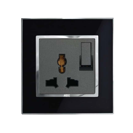Ổ cắm đa năng kèm công tắc ABE MIRROR M1D-3C2 màu đen