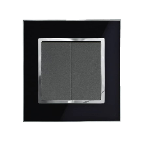 Công tắc đôi 2 chiều ABE MIRROR M1D-22C màu đen
