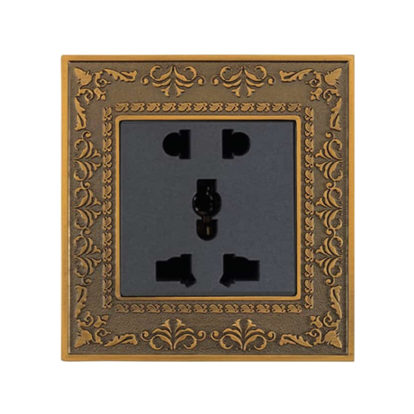 Ổ cắm đôi 3 chấu ABE LACE L1X-D3C màu xám