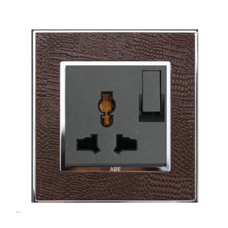 Ổ cắm đa năng kèm công tắc ABE LEATHER D1S-3C2 màu da cá sấu