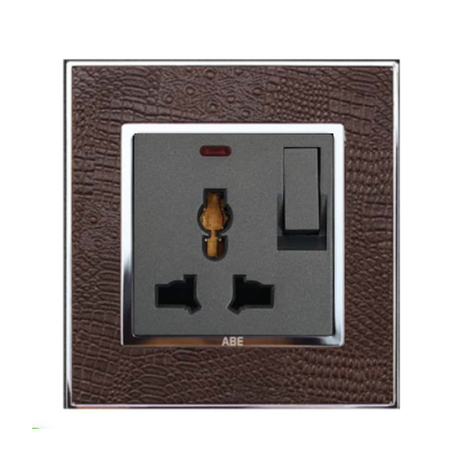Ổ cắm đa năng kèm công tắc đèn led ABE LEATHER D1S-3C2L màu da cá sấu