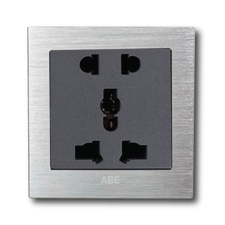 Ổ cắm đôi 3 chấu ABE TITANIUM T1B-D3C màu bạc
