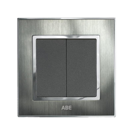 Công tắc đôi 1 chiều ABE SATIN S1B-21C màu bạc