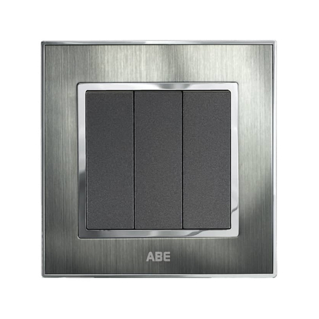 Công tắc ba 1 chiều ABE SATIN S1B-31C màu bạc