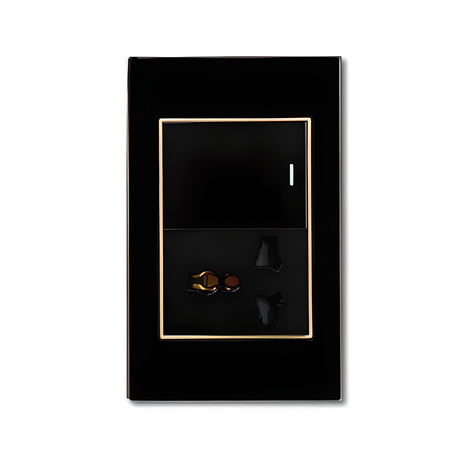 Ổ cắm đa năng kèm công tắc ABE CRYSTAL C1D-3C2 màu đen