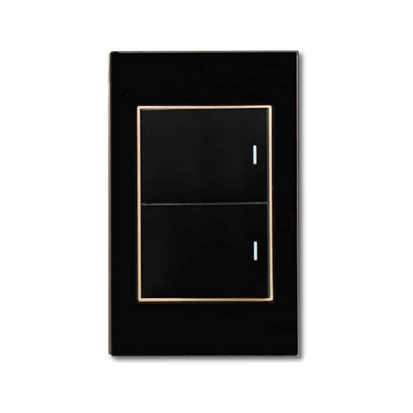 Công tắc điện đôi ABE CRYSTAL C1D-12C màu đen