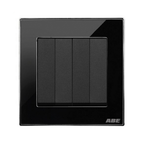 Công tắc điện bốn ABE CRYSTAL C1D-42C màu đen