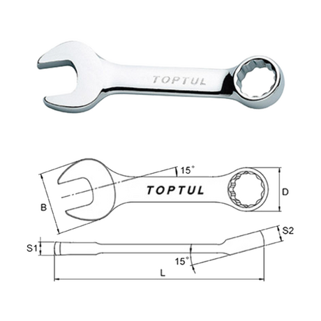 Cờ lê vòng miệng ngắn 14mm Toptul AAAF1414
