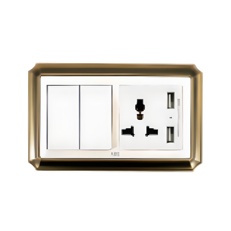 ABE BRONZE B2T-22C-USB two-way double switch with multi-function socket, white