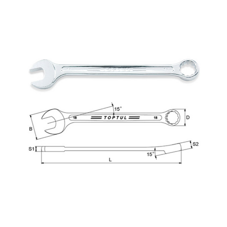 Toptul AAEW1515 15mm Open End Wrench