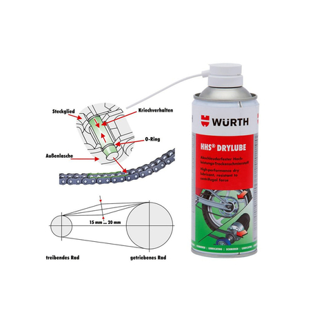 HHS drylube 400ml Wurth 08931066 dry spray grease