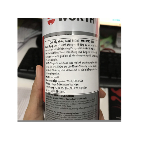 Wurth 0893140 500ml Decal Label Glue Cleaner