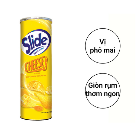 Snack khoai tây vị phô mai Slide lon 100g