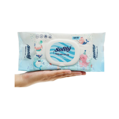 Khăn ướt Softly cao cấp không mùi 100 miếng