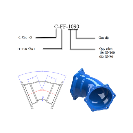 45° FF Shin Yi Elbow KFF45-0800-800-KNG with bracket