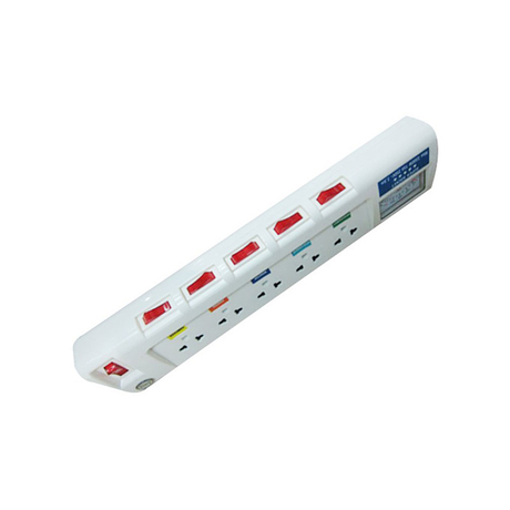 Ổ cắm điện 5 ổ cắm dây 2.5m 3 lõi có đồng hồ báo điện áp 3300w LiOA 5OFSSV2.5-3
