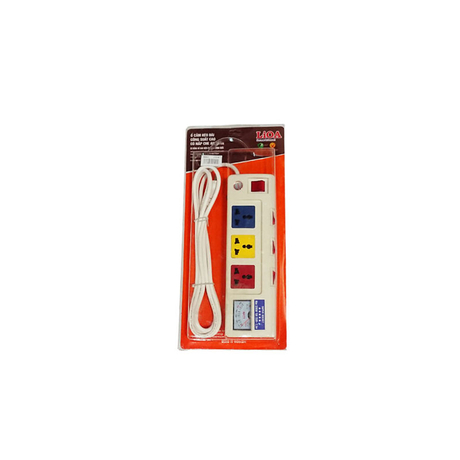 Ổ cắm điện 3 ổ cắm dây 2.5m 3 lõi có đồng hồ báo điện áp 3300w LiOA 3OFSSV2.5-3