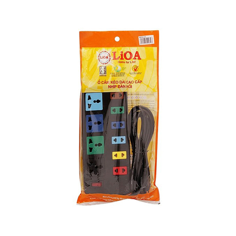 Ổ cắm điện kéo dài đa năng kết hợp 10 ổ cắm dây 5m 2200W - 3300W LiOA 4D6S52