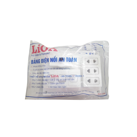 CB 15A surface-mounted electrical panel with 3 double 2-pin sockets and 3 1-way switches LiOA B-CB15A3C