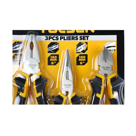 Bộ 3 kềm răng cắt nhọn 180/160/160mm phủ Nicke Tolsen 10400