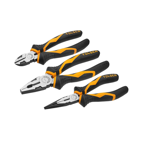Set of 3 industrial sharp cutting pliers 180/160/160mm CRV steel Tolsen 10410