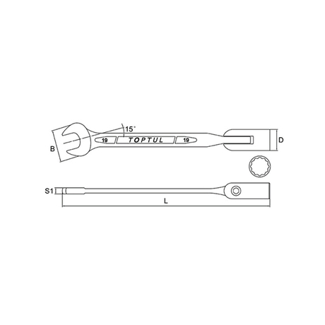 Toptul AEEB1717 17mm Cigarette Wrench