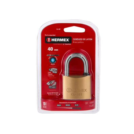 Ổ khóa treo thân đồng thau 40mm Hermex CL-40T