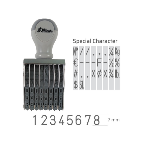 8 digit hand stamp 7mm high Shiny N28