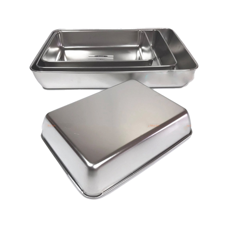 Khay inox chữ nhật size 2027cm sâu 4F5