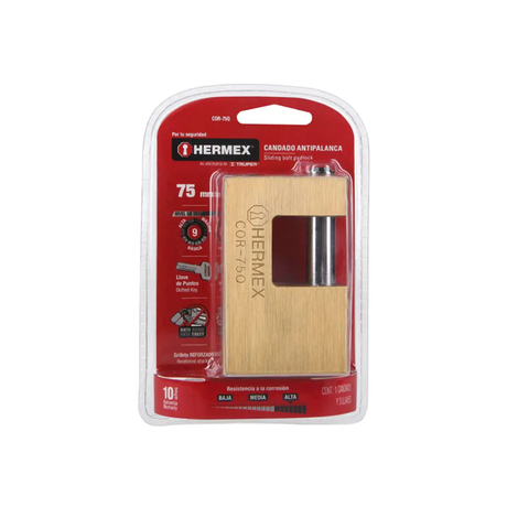 Ổ khoá cầu ngang thân đồng inox chống cắt 75mm Hermex COR-75Q