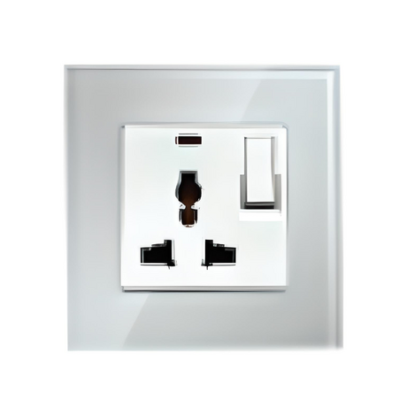 Ổ cắm đa năng kèm công tắc đèn led ABE CRYSTAL C1T-3C2L màu trắng