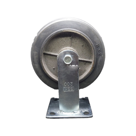 Bánh xe đẩy cao su gang đen 200 ráp càng 6 ly cố định SSK