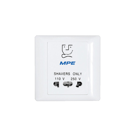 110/250V Square Shaver Socket 1,200W-220V AC MPE B727
