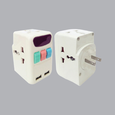 Multi-function travel adapter 2 USB ports MPE TA4
