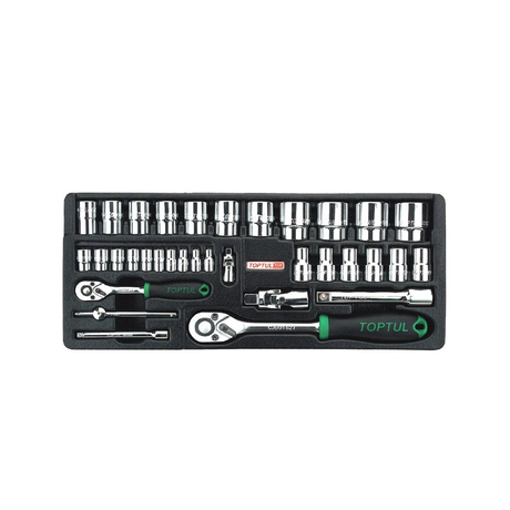 Toptul GCAT3402 1/2inch and 1/4inch socket set (34 pieces)