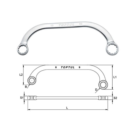 Cờ lê vòng nửa mặt trăng 11x13mm Toptul AAAC1113