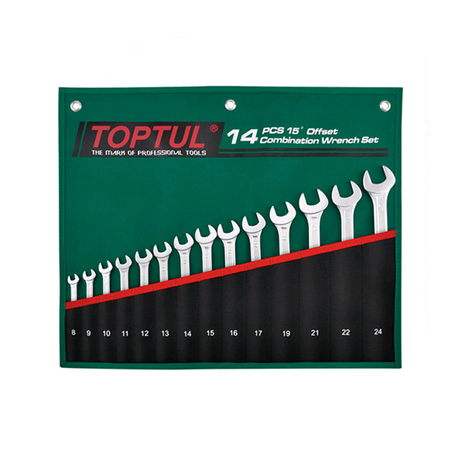 Toptul GRAW1001 15 degree ring wrench set (10 pieces)