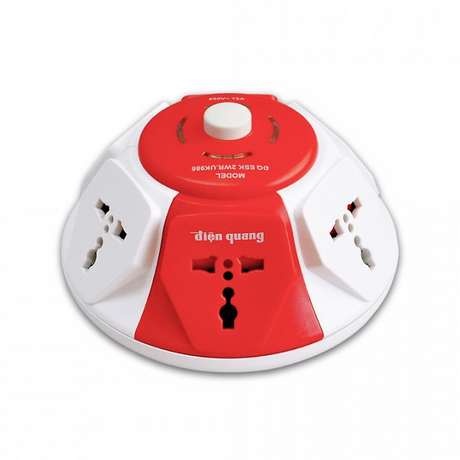 Ổ cắm 5m 6 lỗ 3 chấu Điện Quang ĐQ ESK 5WR.UK986 màu Trắng Đỏ