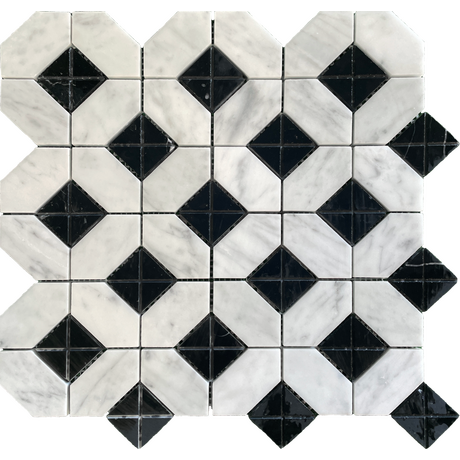 Mosaic Vân đá carrara và nero marquina CARRARA-WITH-MARQUINA-DOT 30.4x30.4