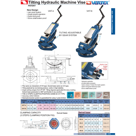 Ê tô thủy lực nghiêng Vertex VHT-6