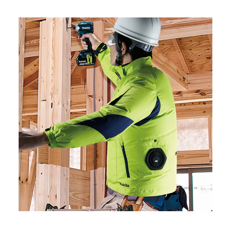 Áo khoác làm mát dùng pin Makita DFJ212Z màu xanh nõn chuối