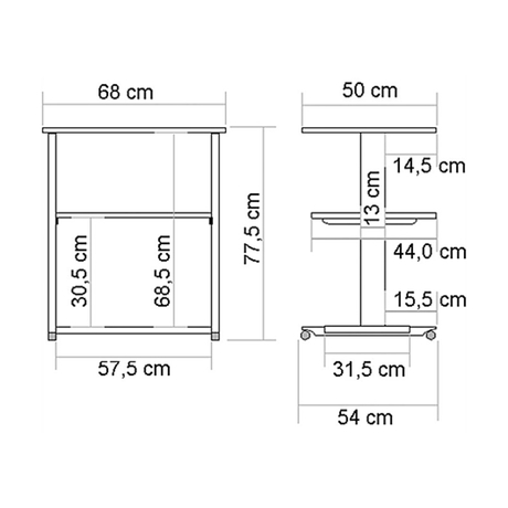 RS PRO 1445956 3-level printer stand, load capacity 30kg