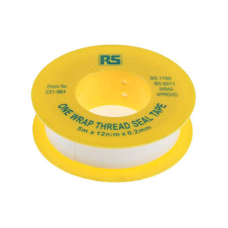 PTFE adhesive tape 12m, 12x0.2mm RS PRO 231964