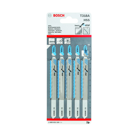 Set of 5 jigsaw blades for iron T 318 A BOSCH 2608631319