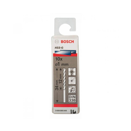 Hộp 10 mũi khoan sắt HSS-G 1mm BOSCH 2608595049