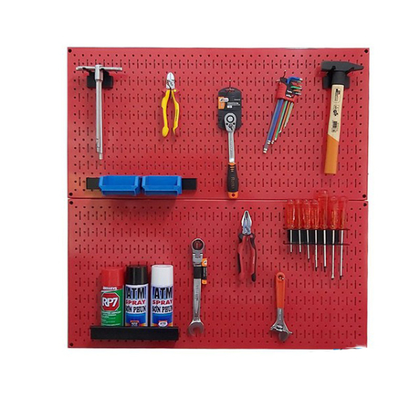 Red Pegboard Double Mesh Panels with Hanging Accessories FABINA FBNVL9090RPK - 2 Panels